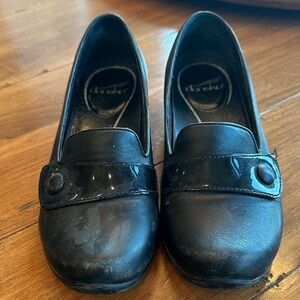 Dansko Black Loafers with Button Detail